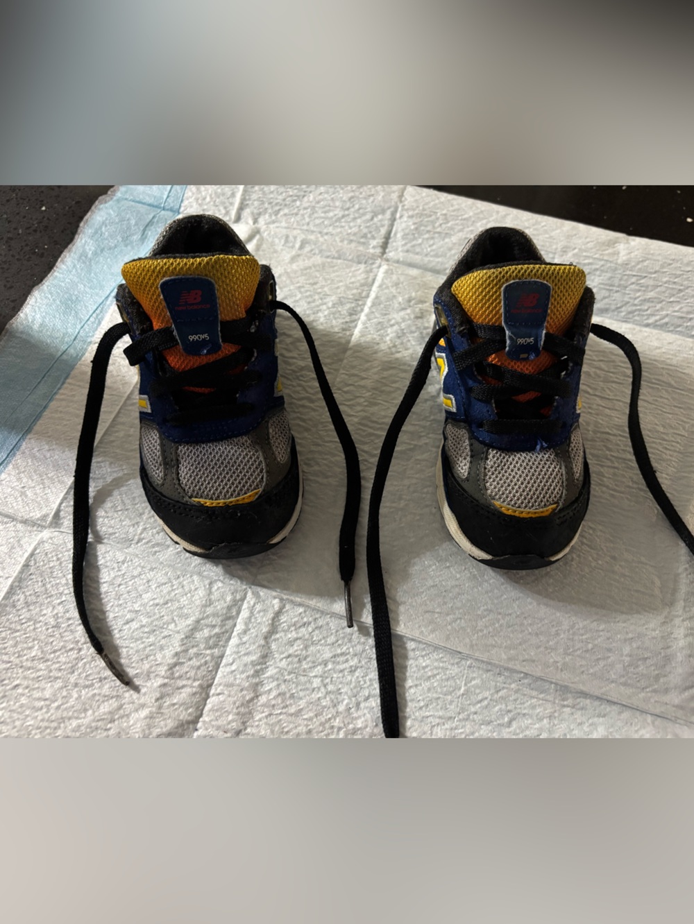 New Balance Kids Navy, Gray & Yellow Sneakers
